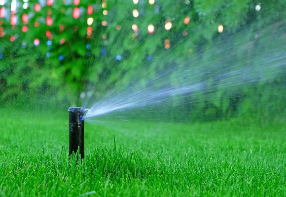 Residential sprinkler system in operation.